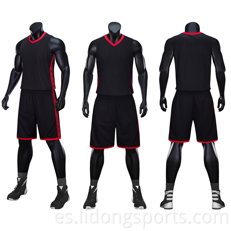 2021 Nuevo diseño hombres de alta calidad 100% poliéster jersey de baloncesto negro y corto